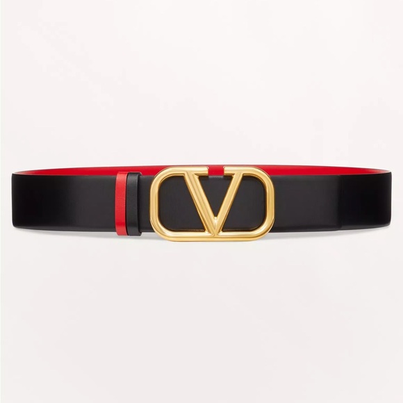 Valentino Accessories - Valentino Reversible Vlogo Signature Belt In Glossy Calfskin 40 Mm